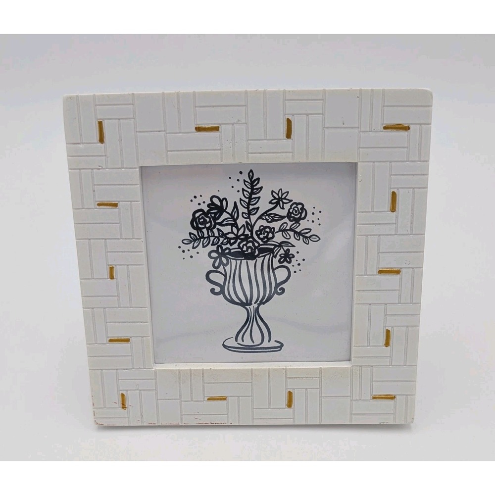 Target Home 3.8 x 3.8 Bullseye white gold square picture frame